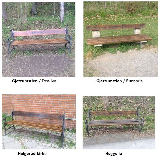 Flere nyoppussede benker